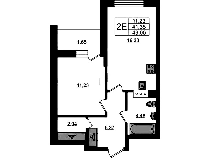 2-комнатная квартира 43 м², 9/11 эт., ЖК «VEREN NORT Сертолово»